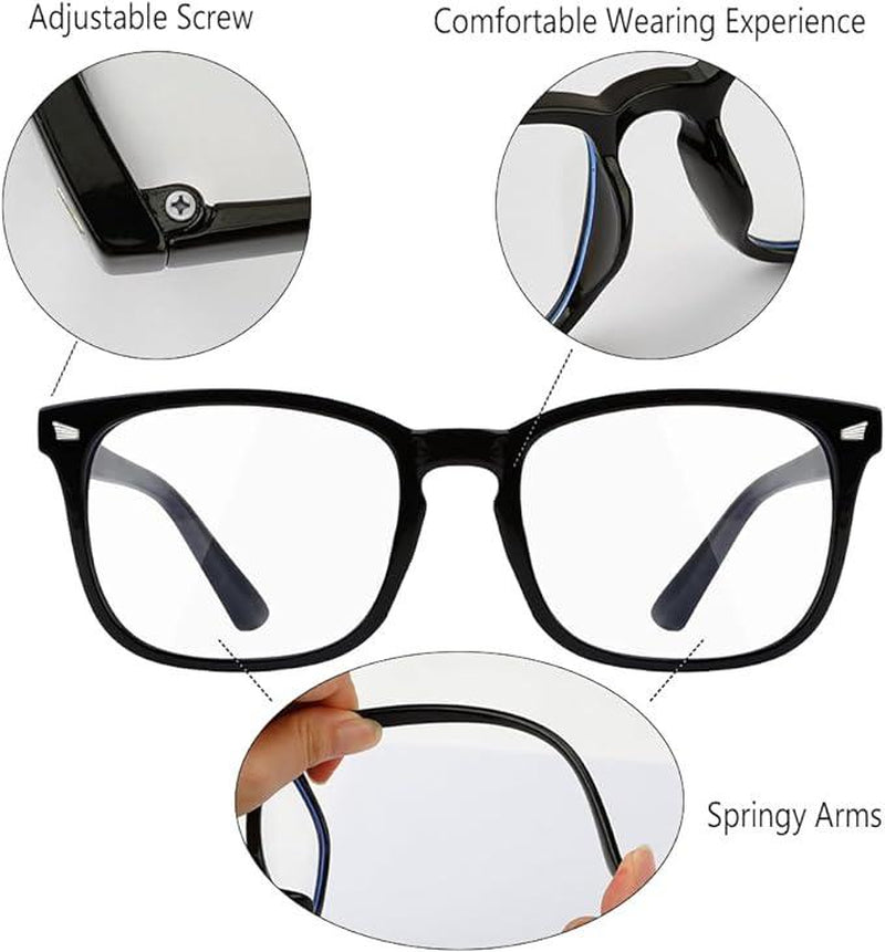 Fashion Computer Gaming Glasses,Square Fashion ,Party,Tv Glasses,Lightweight Frame Eyewear,Men/Women，Clear Gaming Glasses,Daily Use