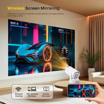 Smart Projector HY300Pro+ - 4K Decode, 290 ANSI Lumens, Auto Keystone Correction, Built-In 5W Speaker, Dual WiFi 6, Bluetooth 5.4, Android 11, Native 1280x720P for Home Cinema and Portable Movie Entertainment